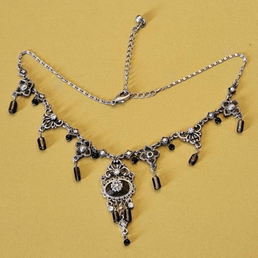 Elegant Silver and Black Necklace